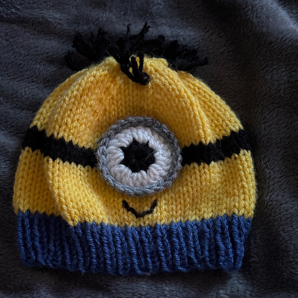 Yellow and Blue Kids Knit Beanie
